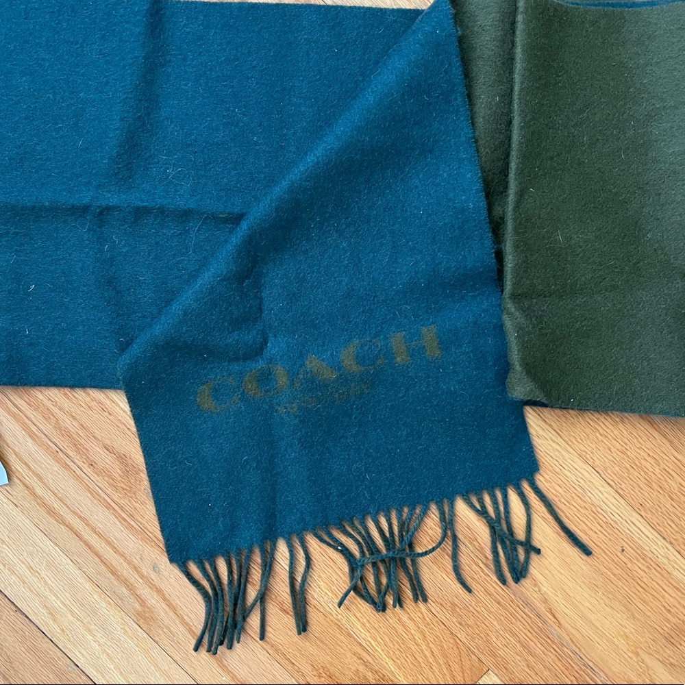 Coach Green/ Blue reversible Wool/ Cashmere Scarf